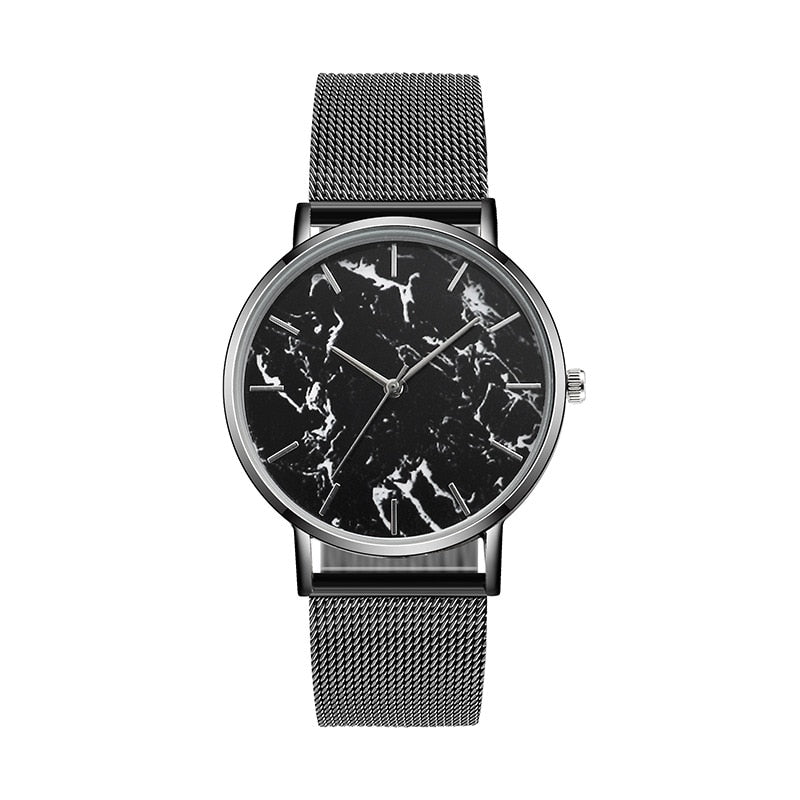 Fashion Rose Gold Mesh Band Creative Marble Female Wrist Watch Luxury Women Quartz Watches Gifts Relogio Feminino Drop Shipping - Mabenir