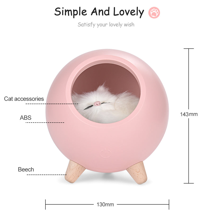 LED Cat Light USB Touch Night Llight Bionic Cat Stepless Dimming Atmosphere Night Light Room Decoration Lamp Holiday Gift - Mabenir