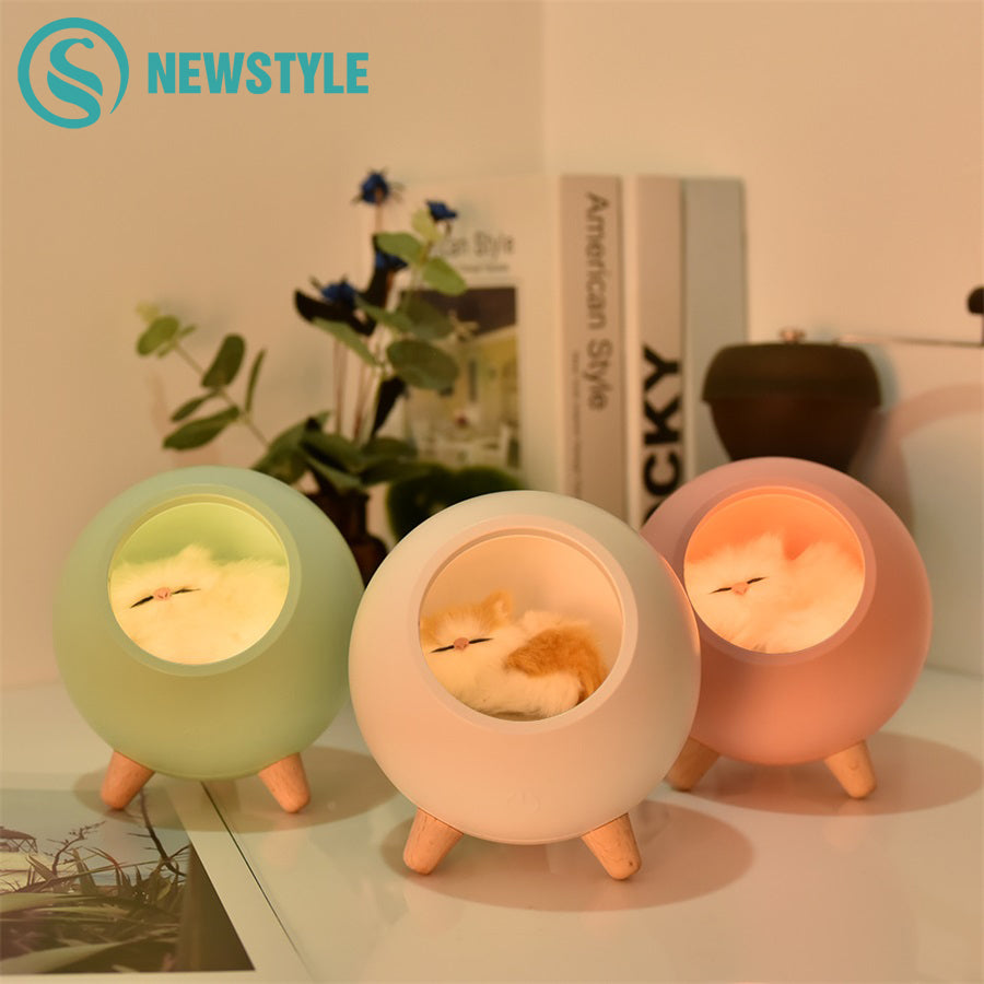 LED Cat Light USB Touch Night Llight Bionic Cat Stepless Dimming Atmosphere Night Light Room Decoration Lamp Holiday Gift - Mabenir