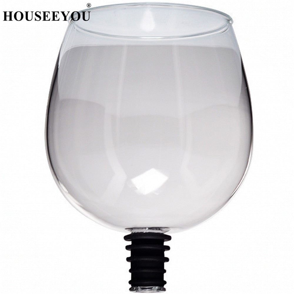 HOUSEEYOU Creative Red Wine Champagne Glass Cup with Silicone Seal Drink Directly from Bottle Crystal Glasses Cocktail Mug 260ML - Mabenir