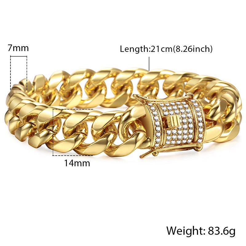 Miami Gold Curb Cuban Bracelet - Mabenir