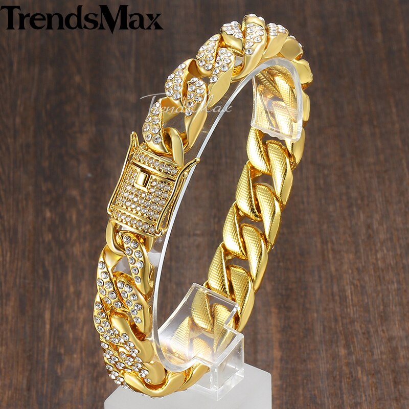 Miami Gold Curb Cuban Bracelet - Mabenir