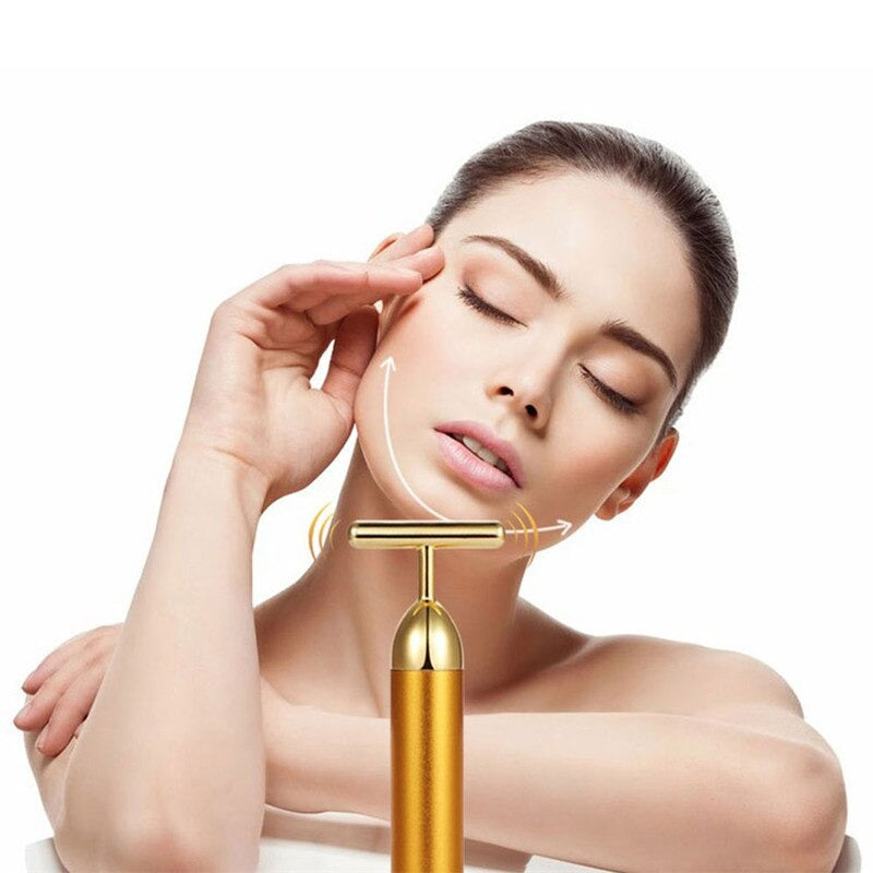 Energy 24K Gold T Beauty Bar Facial Roller Massager - Mabenir