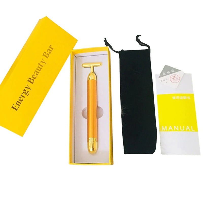 Energy 24K Gold T Beauty Bar Facial Roller Massager - Mabenir