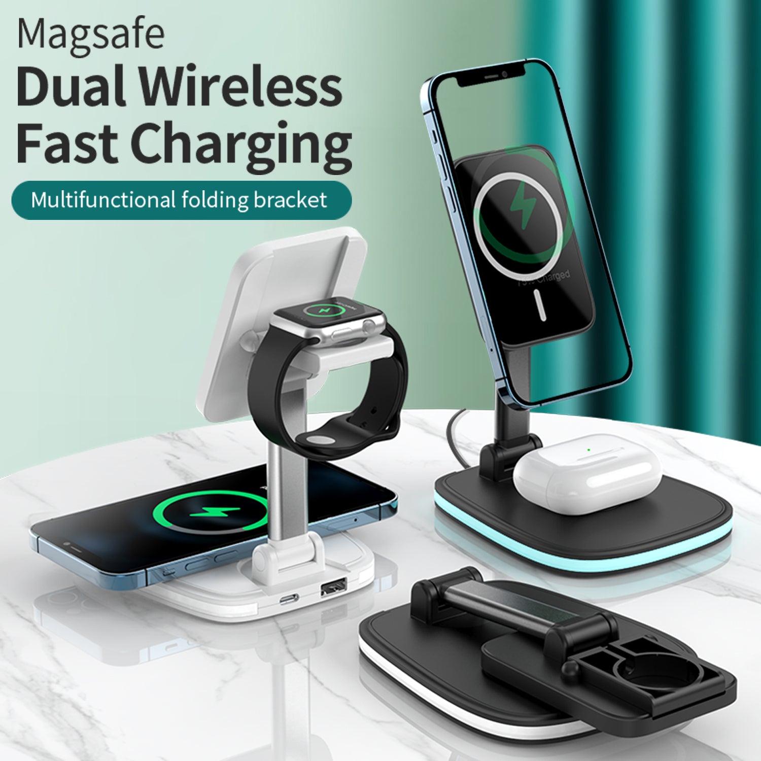 3in1 Magnetic Folding Wireless Charger - Mabenir