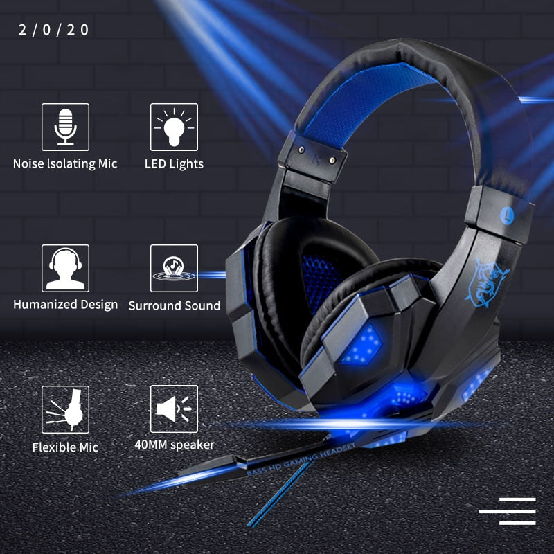 Led Light Wired Gamer Headset - Mabenir