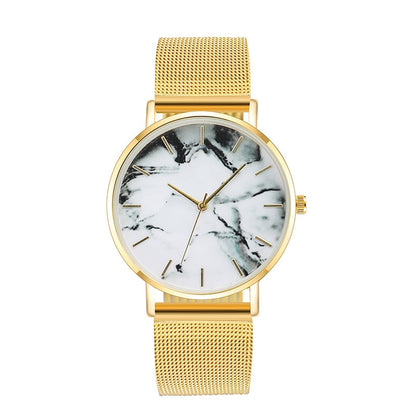 Fashion Rose Gold Mesh Band Creative Marble Female Wrist Watch Luxury Women Quartz Watches Gifts Relogio Feminino Drop Shipping - Mabenir