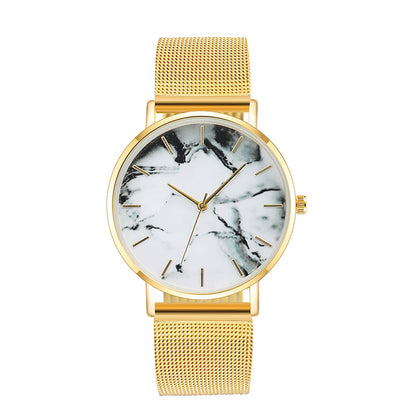 Fashion Rose Gold Mesh Band Creative Marble Female Wrist Watch Luxury Women Quartz Watches Gifts Relogio Feminino Drop Shipping - Mabenir