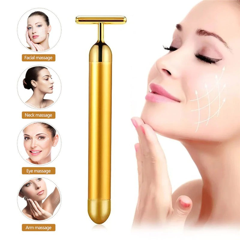 Energy 24K Gold T Beauty Bar Facial Roller Massager - Mabenir