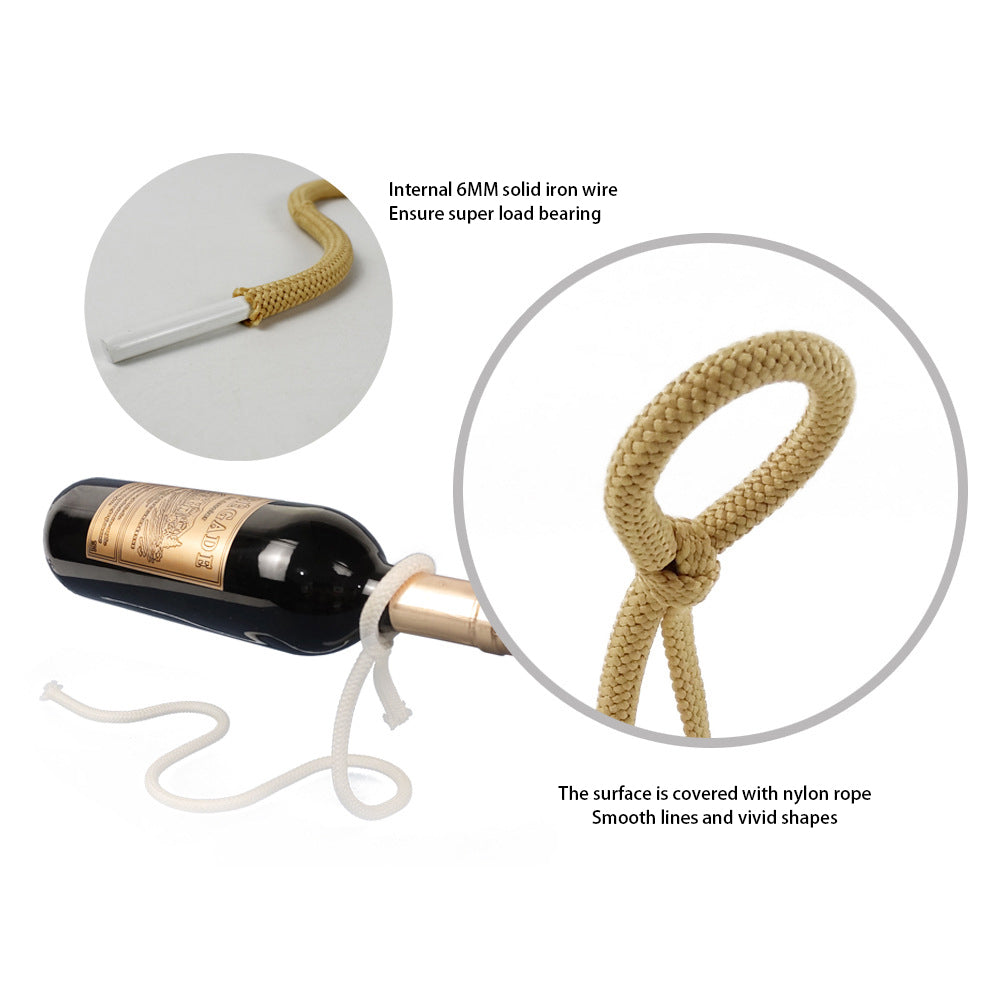 Suspended Rope Wine Bottle Holder - Mabenir